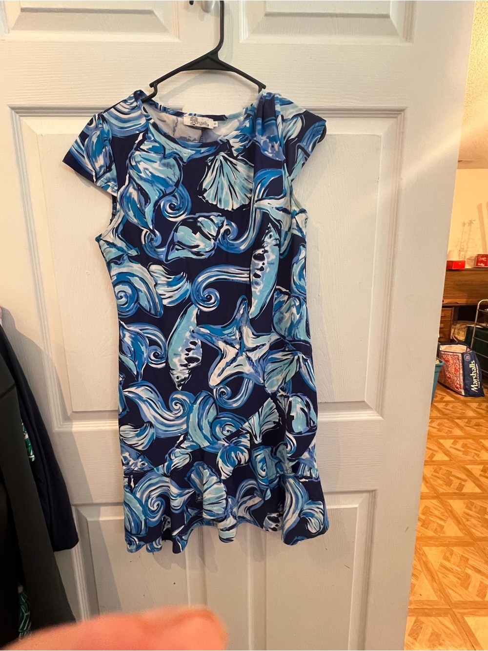 Aryeh blue Seashell & Wave Print Mini Dress sz s